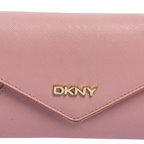 DKNY Pink Saffiano Leather Envelope Flap Wallet - Picture 5 of 9